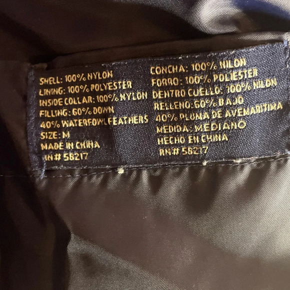 Champion Mens Vintage Down Filled Zip-Up Puffer Vest Taupe/Navy size M - Picture 11 of 13